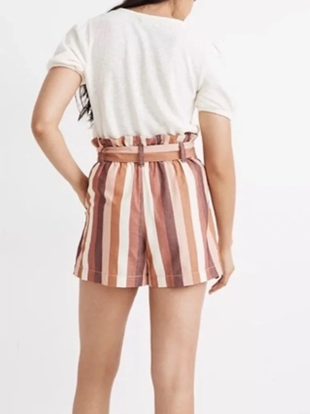 Madewell High-Waist Paperbag Linen Blend Shorts Size 0